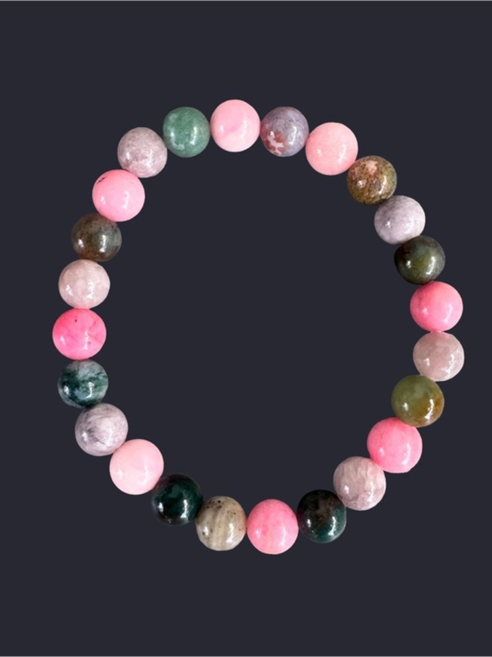 Agate & Quartz Gemstone Bead Bracelet 8mm